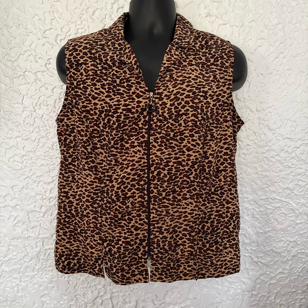 Kathie Lee Collection Leopard Print Sleeveless Top Size 14 - Picture 2 of 5